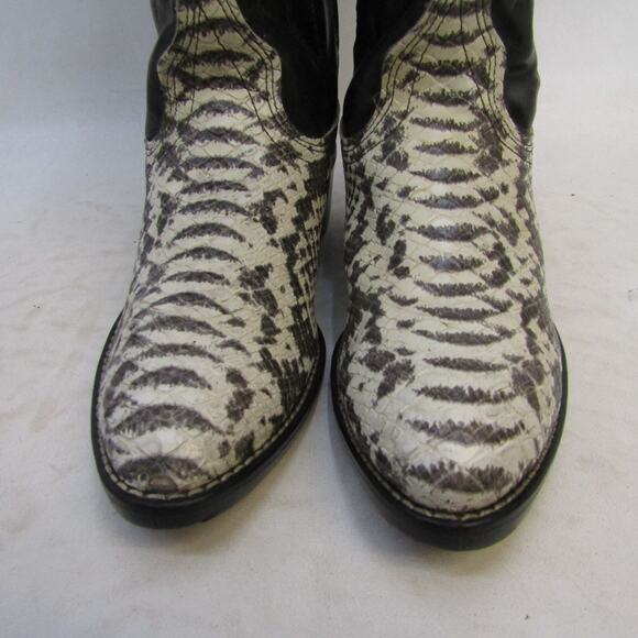 Mens Size 8.5 D Black Leather Snake Print Cowboy Western Boots main image 8